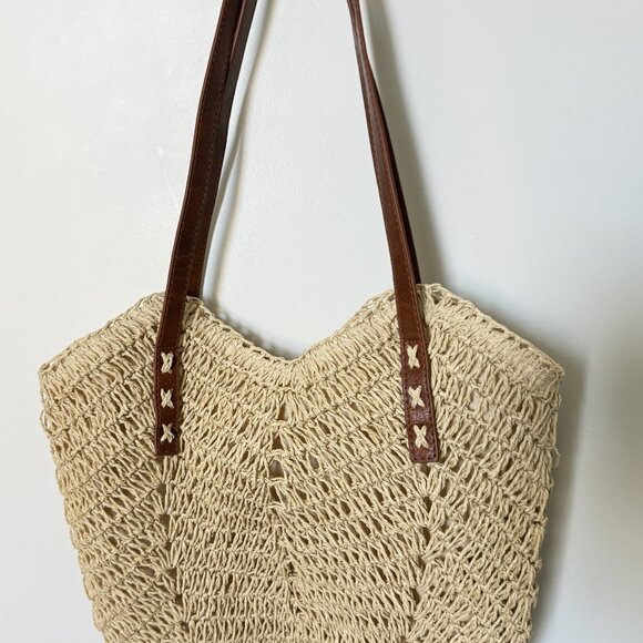 Woven Shoulder Bag Handmade bag Summer Straw market basket bag - Picture 5 of 10